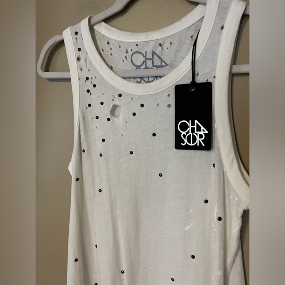 Chaser Gauzy Paint Splatter Destructed Muscle Tank NWT - Picture 4 of 7